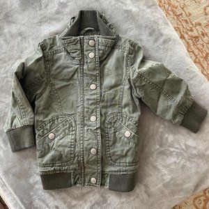 H&M Toddler Olive Green Utility Jacket EUC Sz 12-18 mos